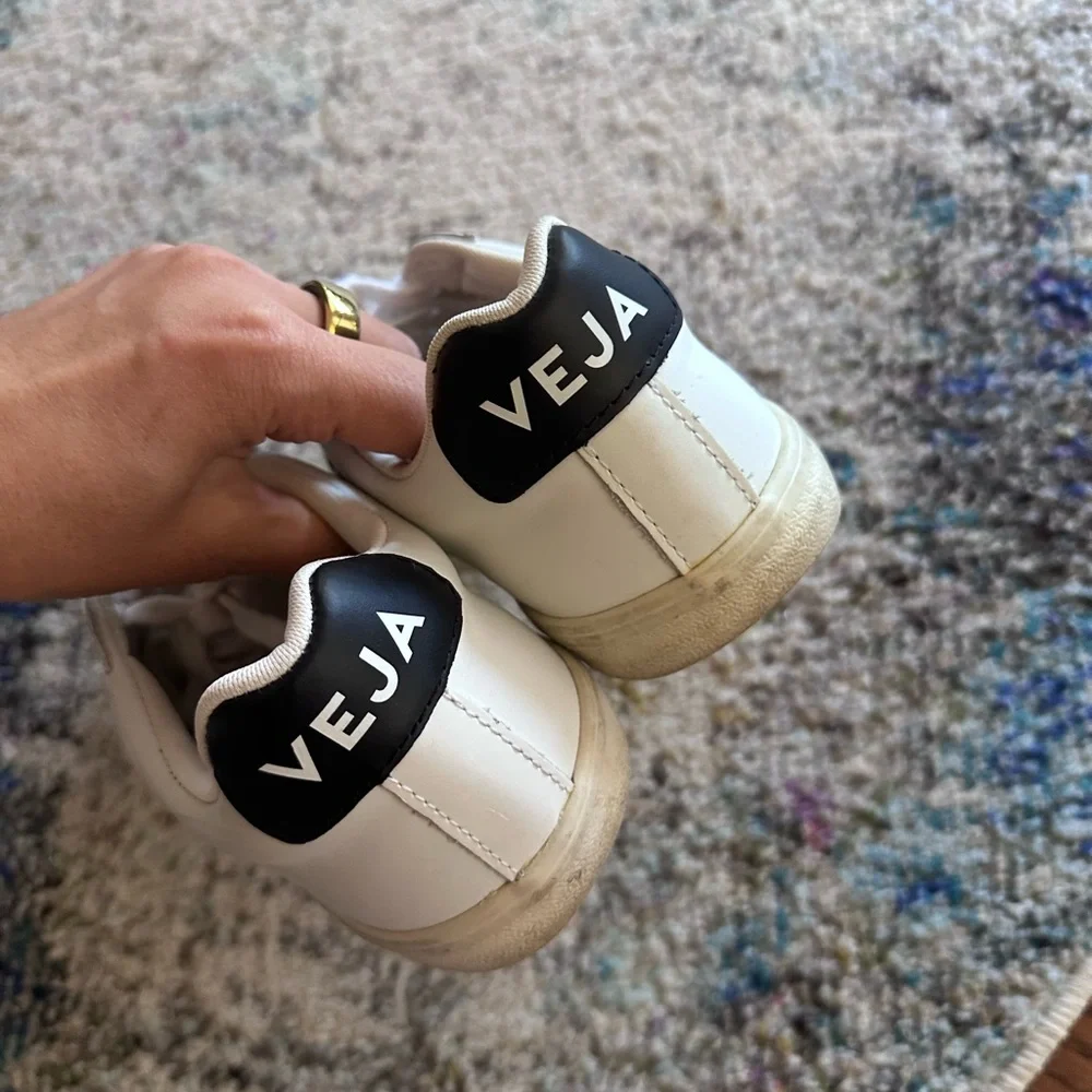 Veja White Sneakers with Black Logo - Picture 5 of 7